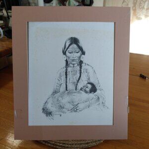 **READ** Vintage Vera Louise Drysdale Native American Mother and Child Print
